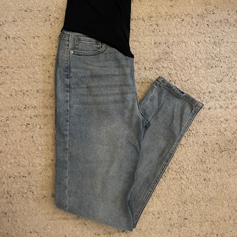 Pink Blush maternity jeans - light blue distressed straight leg